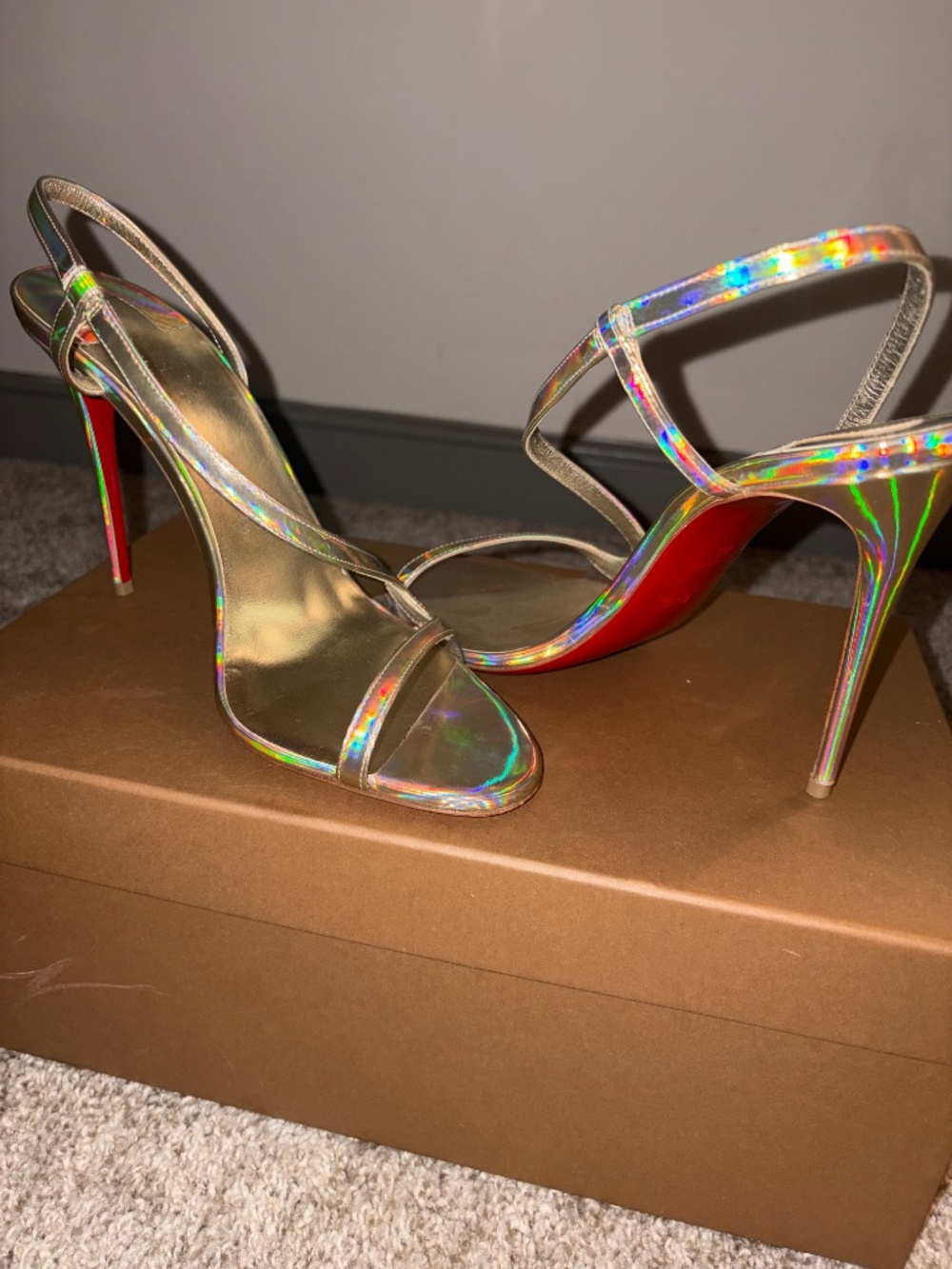 Gold Christian Louboutin  heels - Picture 7 of 8